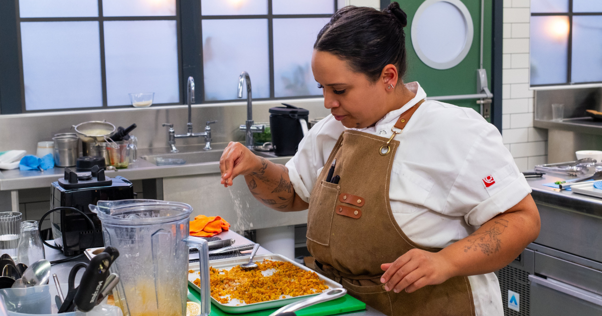 Kristin Reagon in the kitchen on Great British Menu
