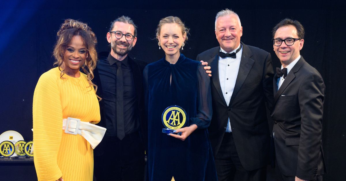 John Chantarasak and wife Desiree collect the London restaurant of the year award at the AA Hospitality Awards for AngloThai