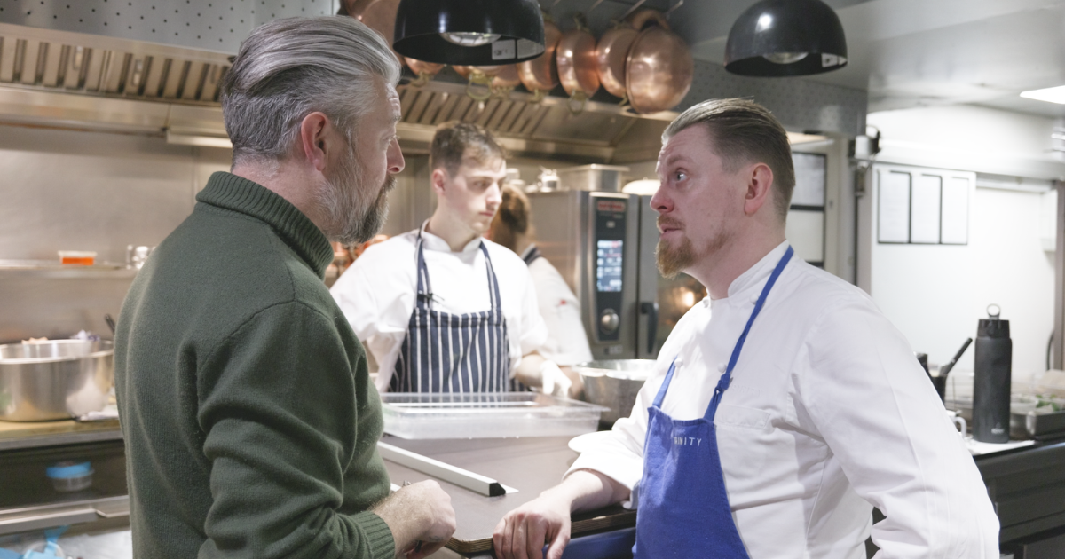 Adam Byatt with chef Harry Kirkpatrick at Trinity