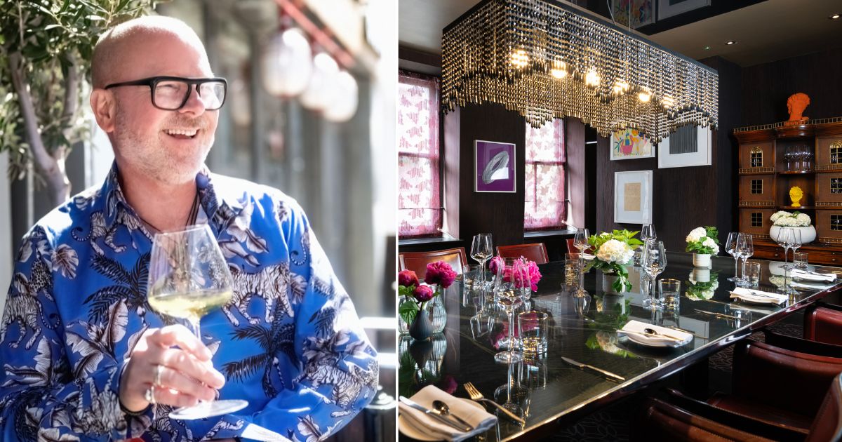 David Moore and interior at Pied a Terre
