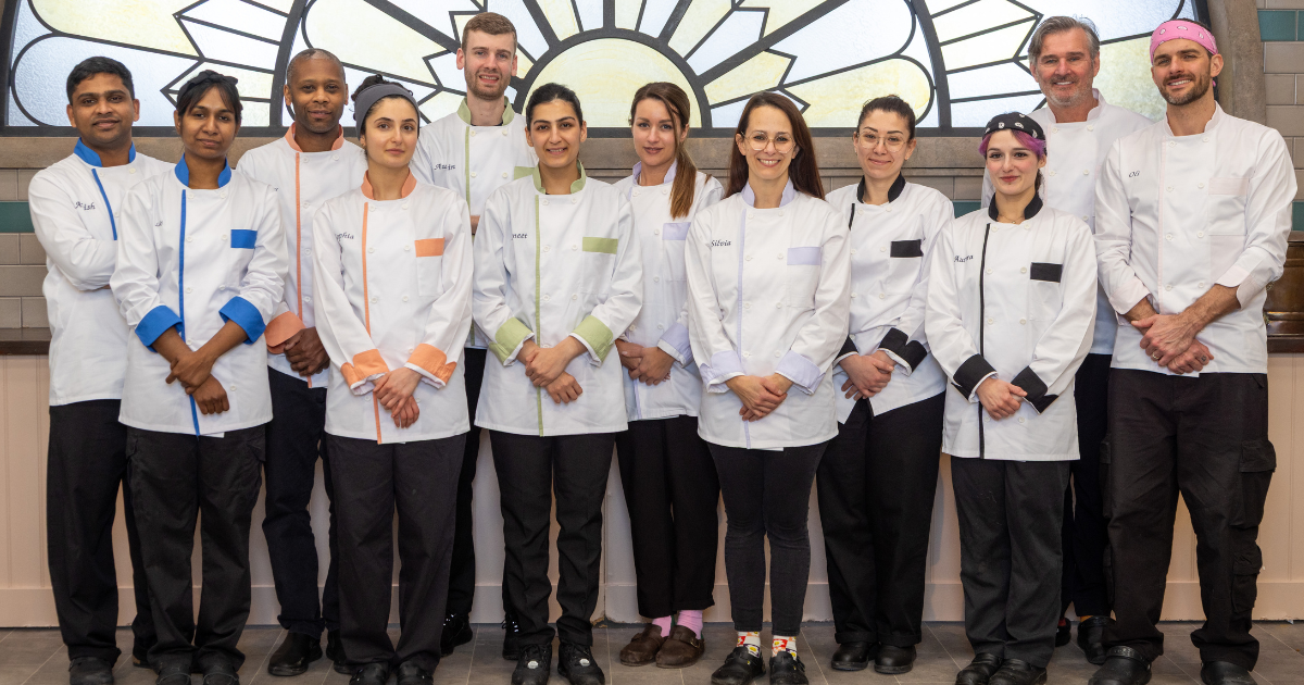 Ashish and Loki, far left, with fellow Bake Off: The Professionals 2026 contestants