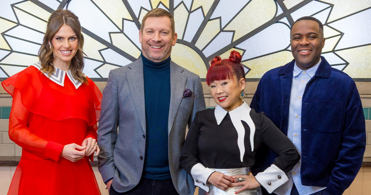 Bake Off: The Professionals presenters and judges Ellie Taylor, Liam Charles, Benoit Blin and Cherish Finden