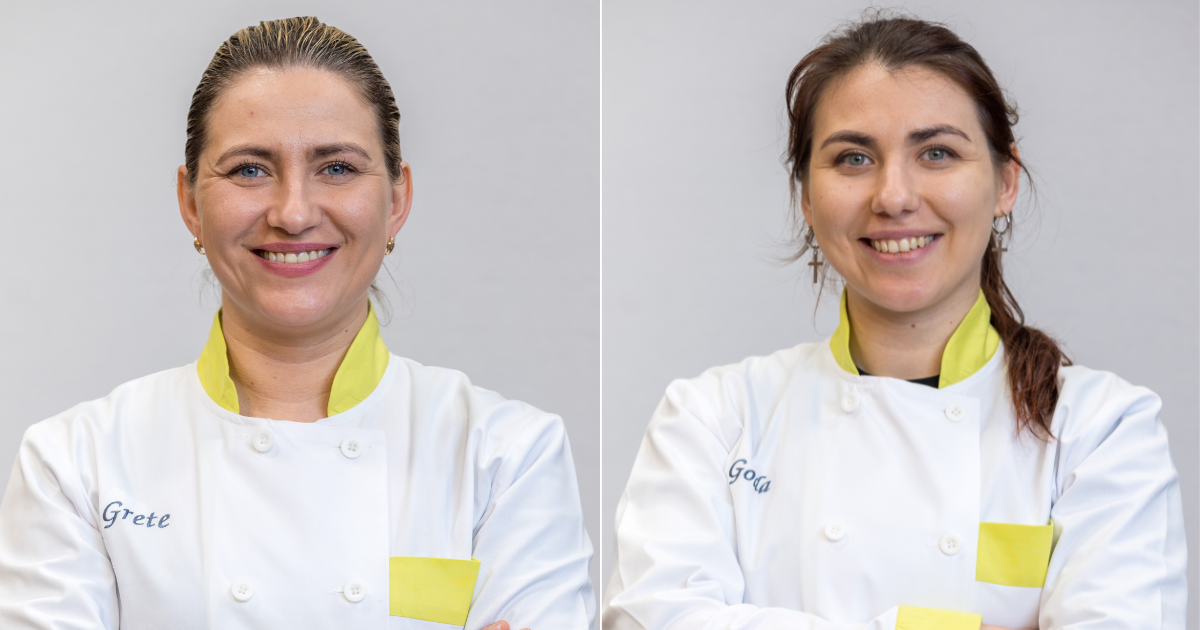 Grete Butkute and Goda Butkute in their Bake Off uniform