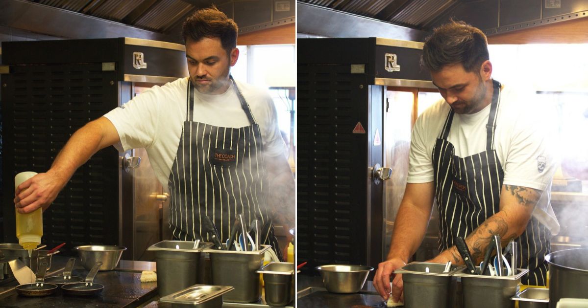 Brad Cacela cooking at The Coach