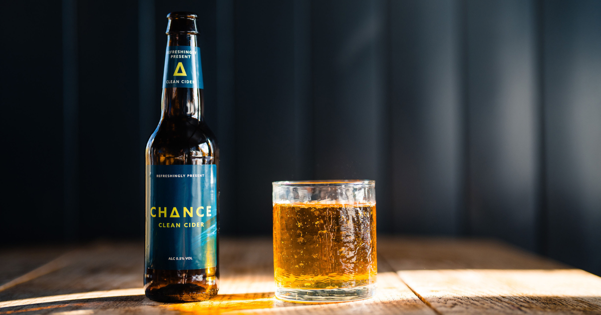 Chance Clean Cider in a bottle and in a glass