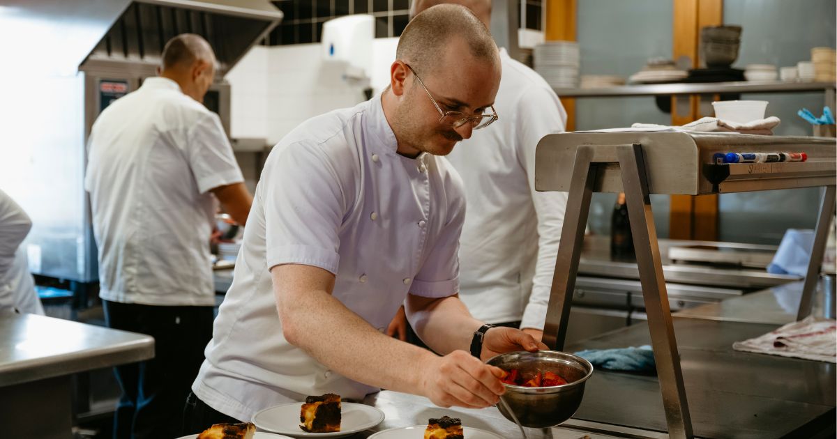 Ethan Pack cooking at Chapel Down