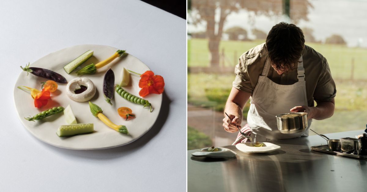 Ciaran Brennan plating a dish at Osip
