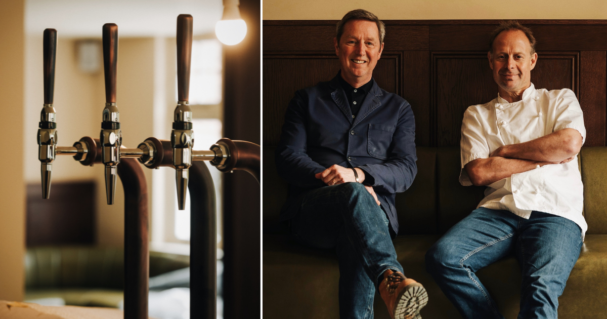 The interior of The Jack O'Newbury alongside Nigel Sutcliffe and Dom Chapman
