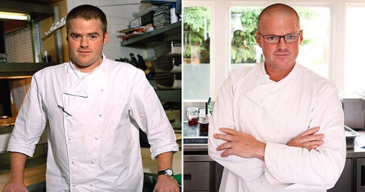 Two Heston Blumenthal in chef whites pictures, many years apartlife