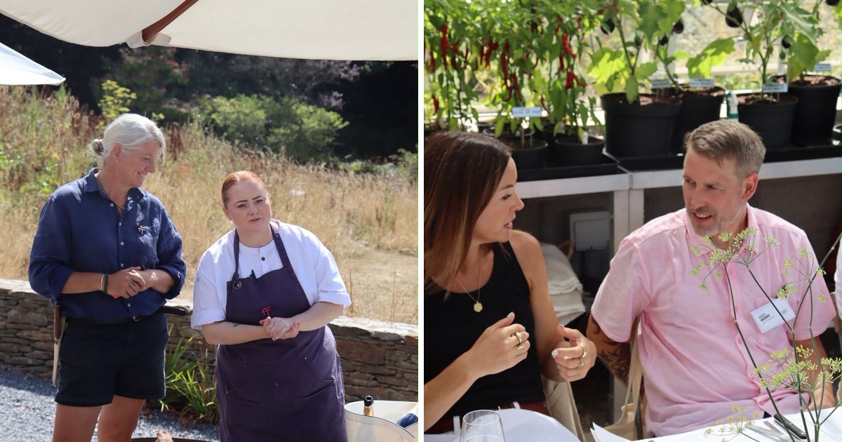 Elly Wentworth and guests at Fowlescombe Farm