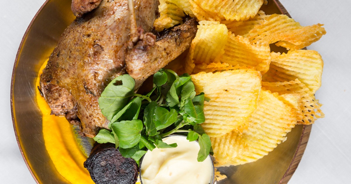 Grouse in copper pan