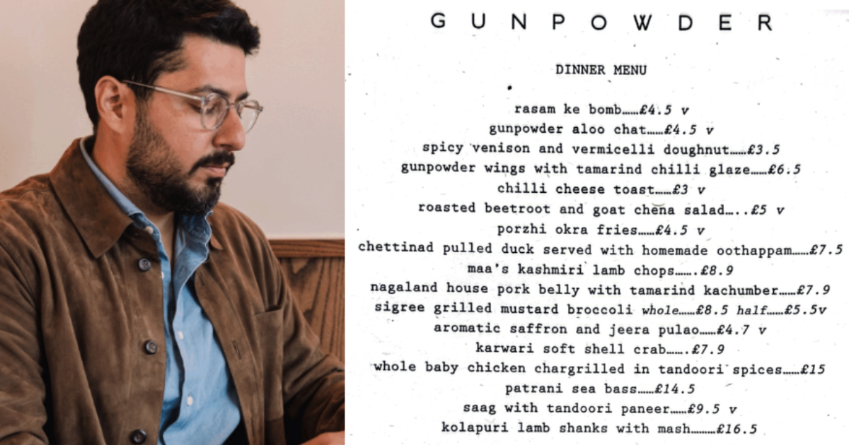 Gunpowder restaurant menu