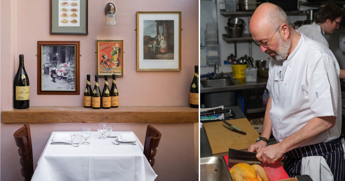 Henry Harris in the kitchen and the interior at Bouchon Racine