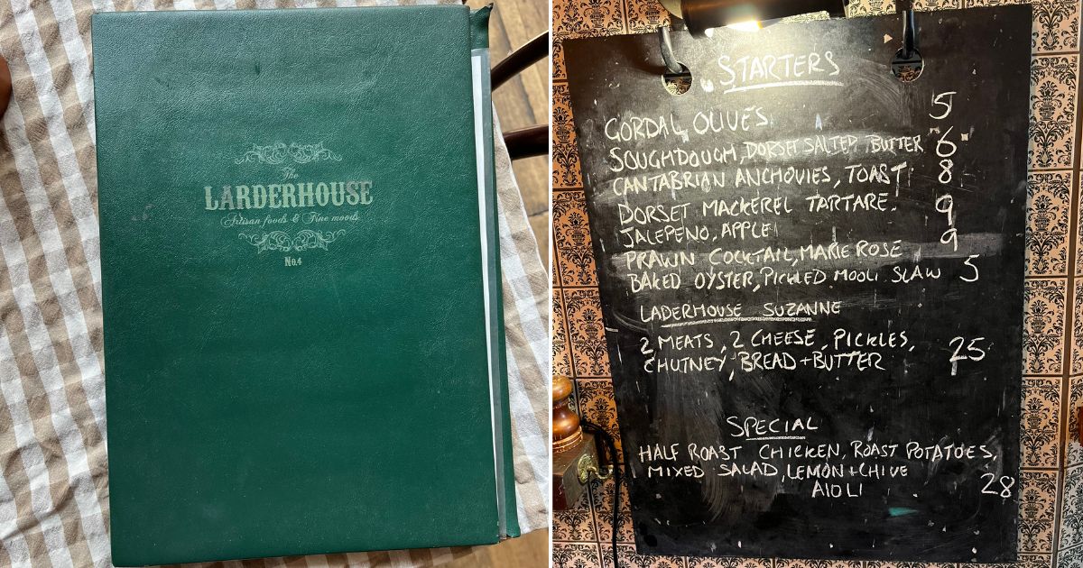 Menu at The Larder House