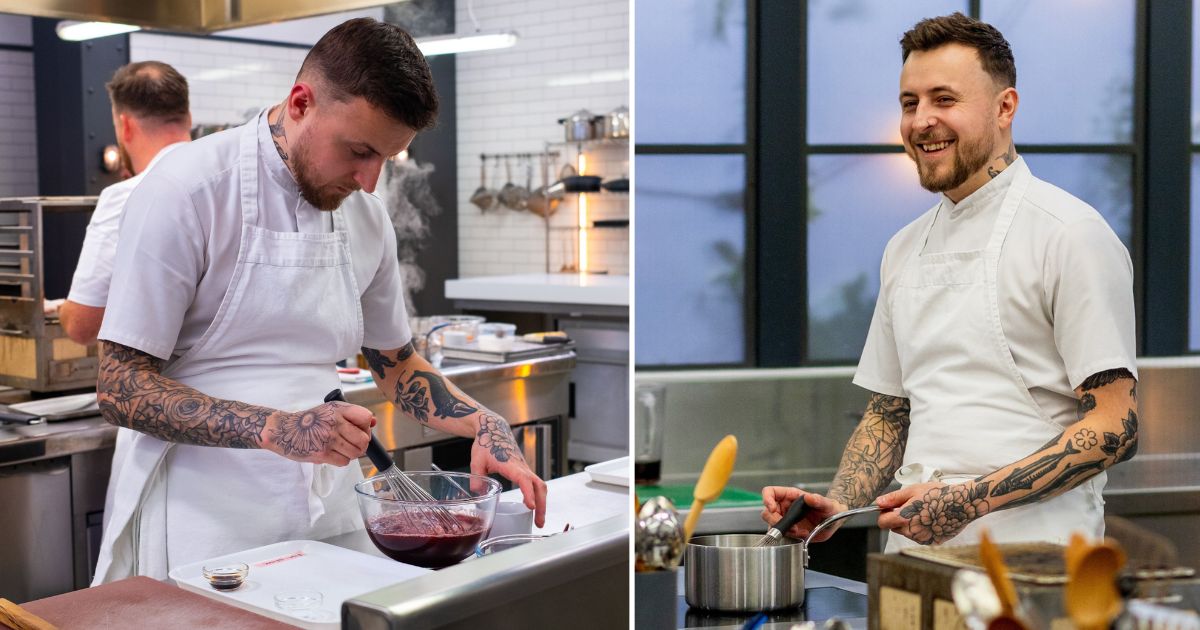 Jamie Keeble cooking on Great British Menu