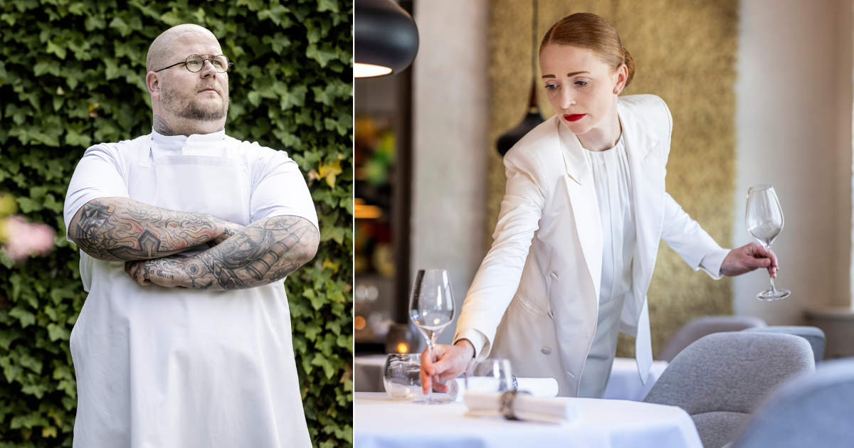 Eric Kragh Vildgaard and Tina Kragh Vildgaard preparing a table