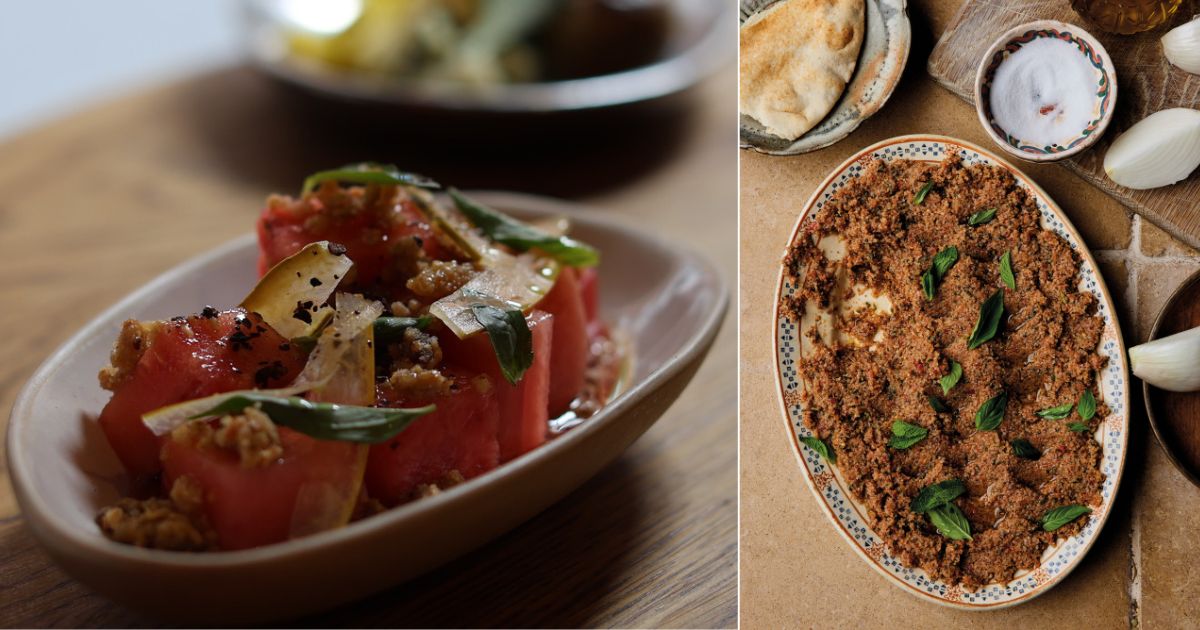 Watermelon salad and banadoura by Luke Larsson and Khao Bird and Jad Youssef