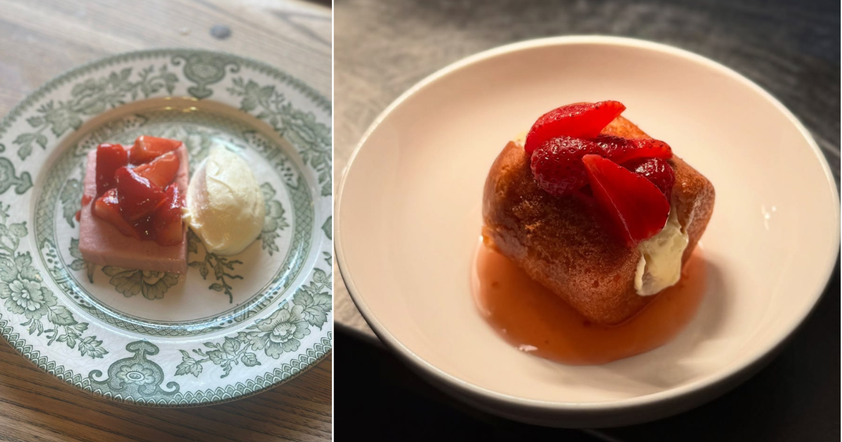 Strawberry parfai and Strawberry rum baba