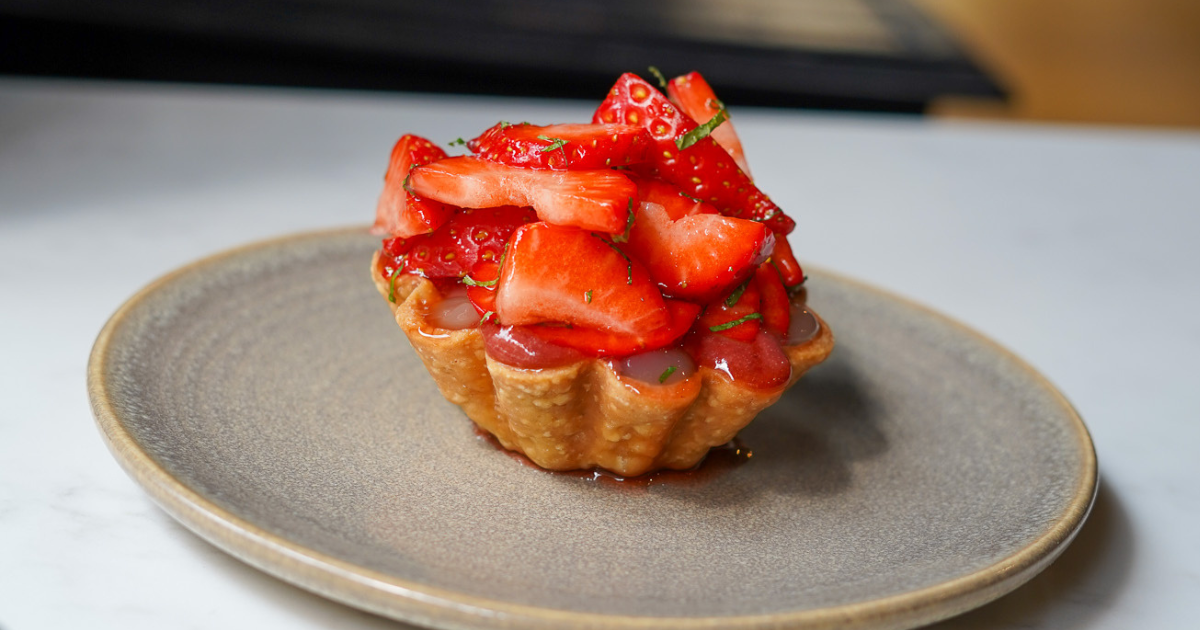 Strawberry and elderflower tart