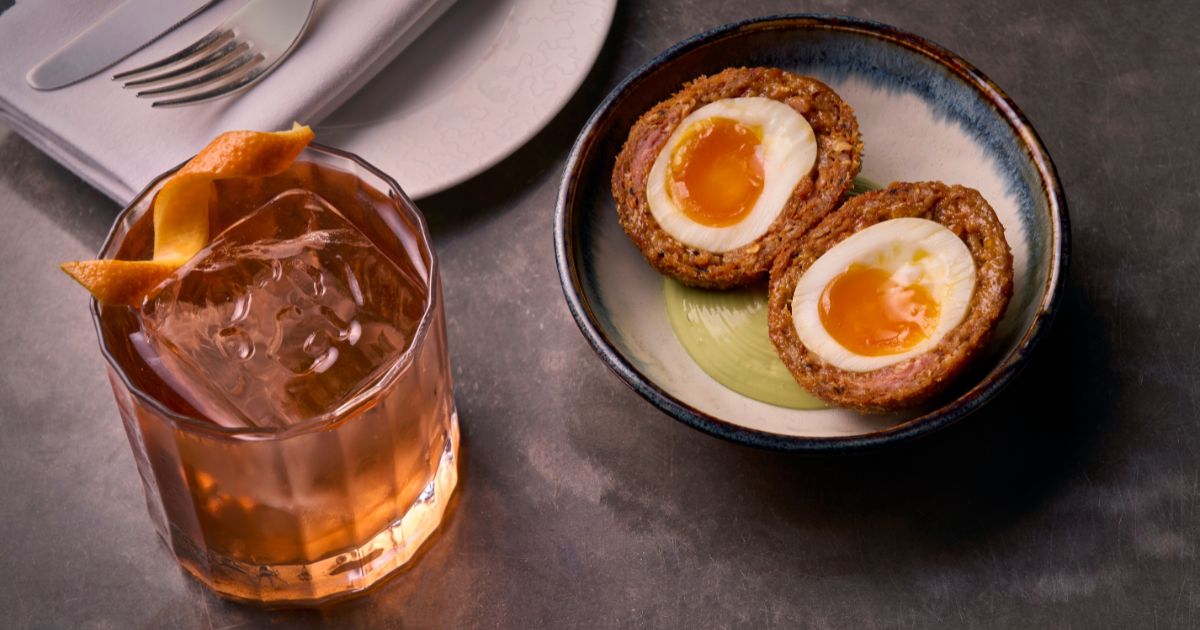 Scotch egg and whiskey at Tom Kerridge's Georgie's Bar