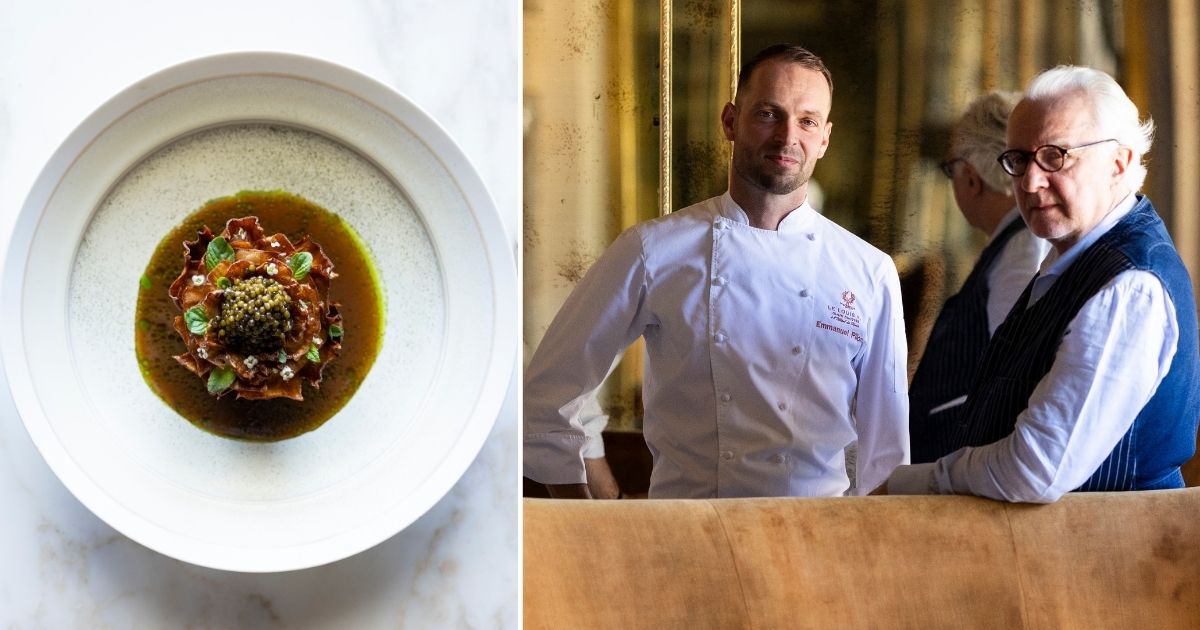 Sea anenome, artichoke and caviar dish by Emmanuel Pilon at Le Louis XV