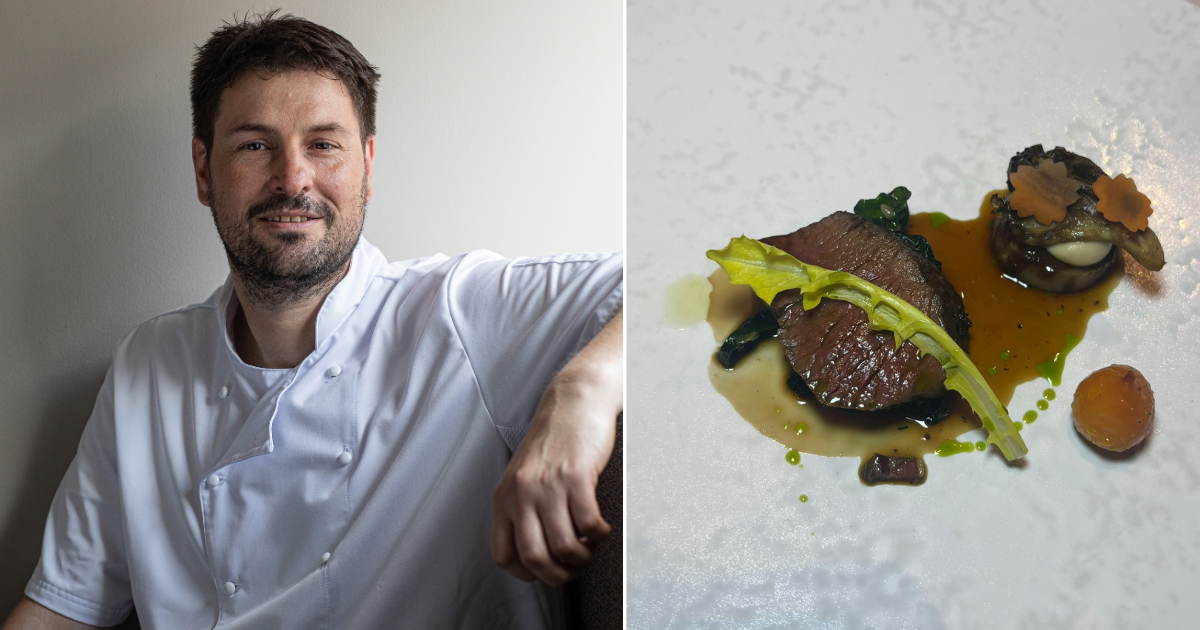 Jon Howe and food at Lumiere restaurant