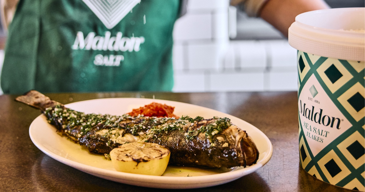 Maldon sea salt sprinkled on fish