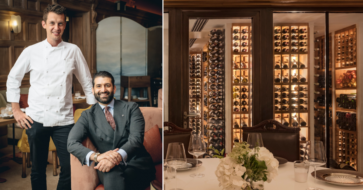 Executive Chef Marco Zampese and General Manager Mirko Benzo at Hélène Darroze at The Connaught in Mayfair, London.