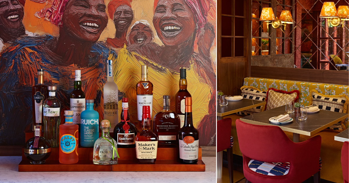 Bar area and artwork at Shwen Shwen by Maria Bradford in Sevenoaks