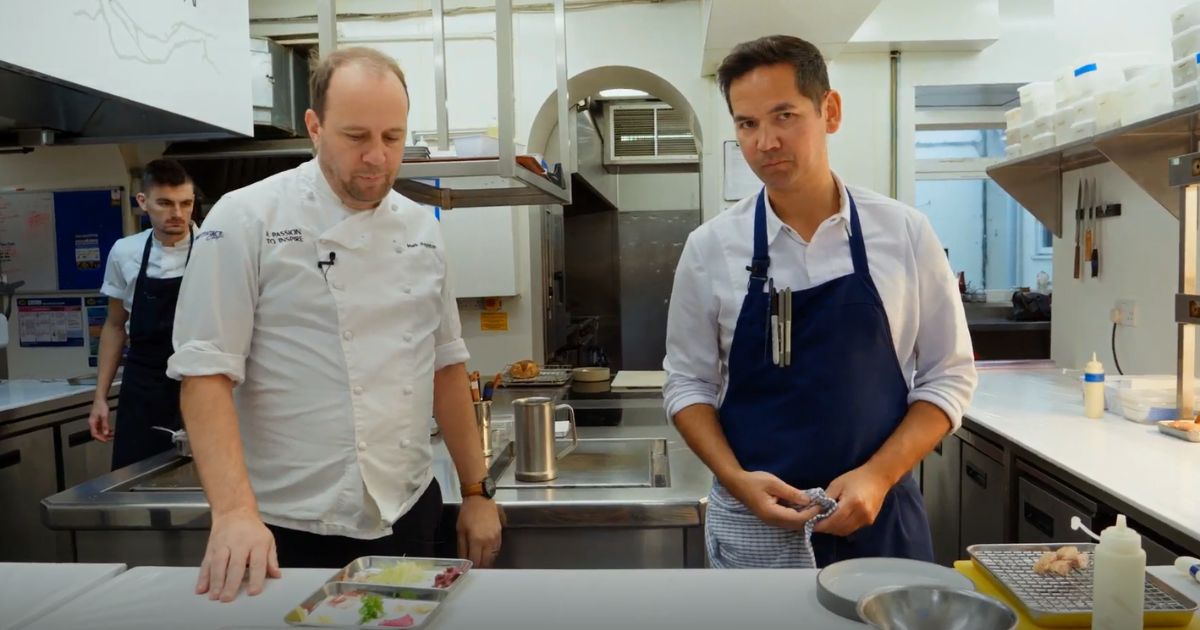 Mark Poynton in the kitchen with Byron Franklin