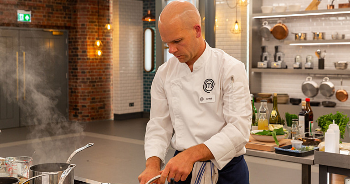Chris Bartlett in the kitchen on MasterChef: The Professionals 2026