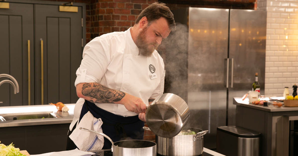 Mark O'Brien in the kitchen of MasterChef