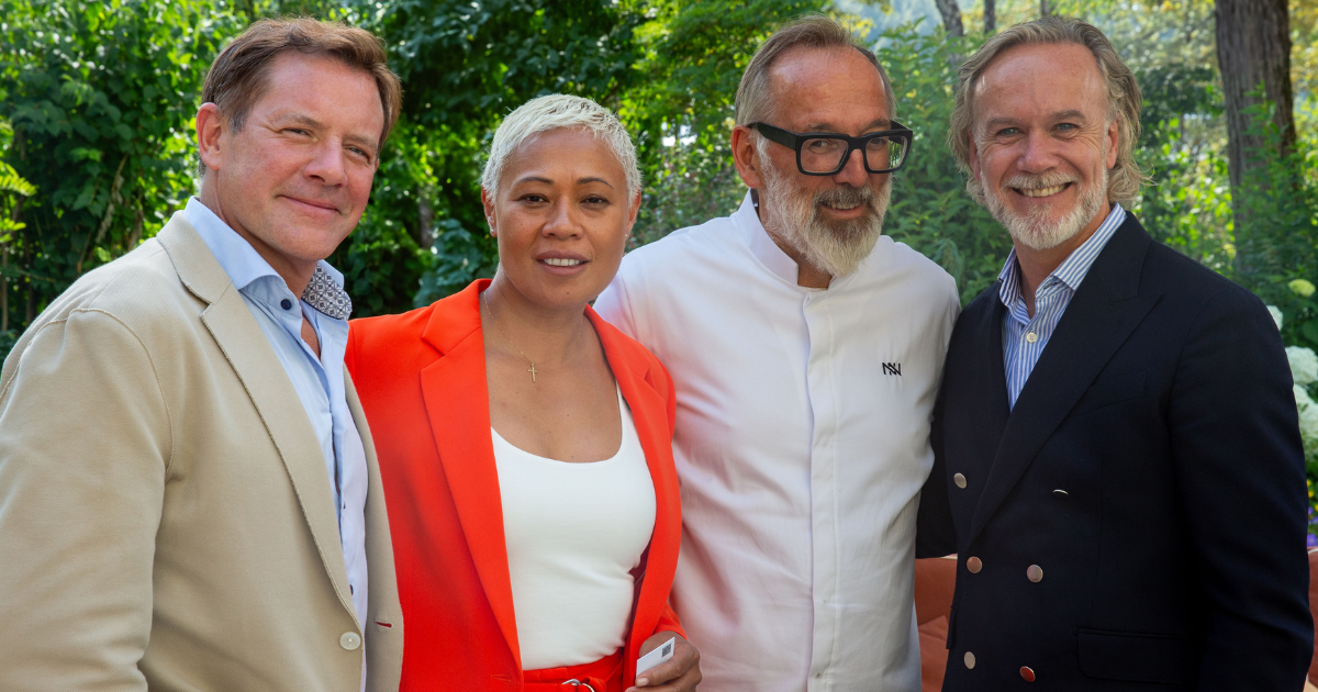 Norbert Niederkofler with MasterChef judges Matt Tebbutt, Monica Galetti and Marcus Wareing