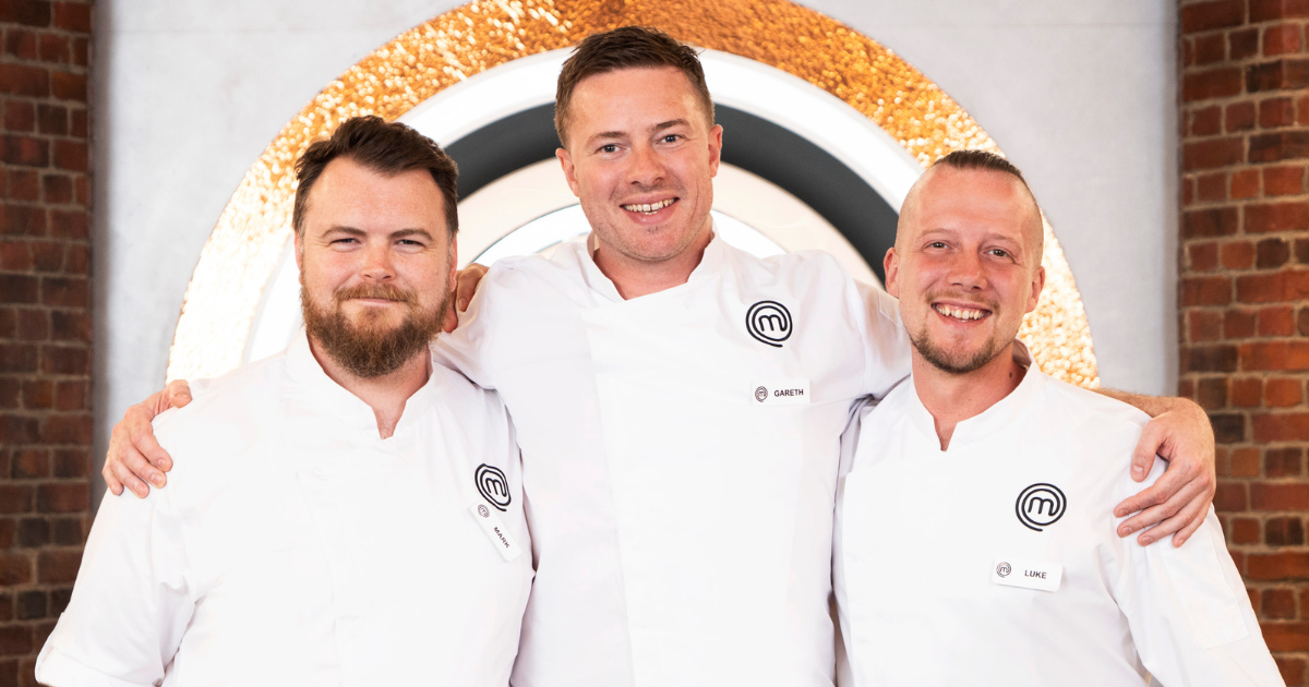 MasterChef: The Professionals 2026 finalists Gareth Baty, Mark O'Brien and Luke Emmess