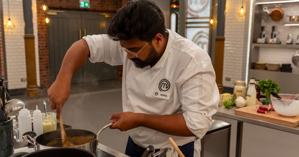 Gokul Menon in the kitchen at MasterChef: The Professionals
