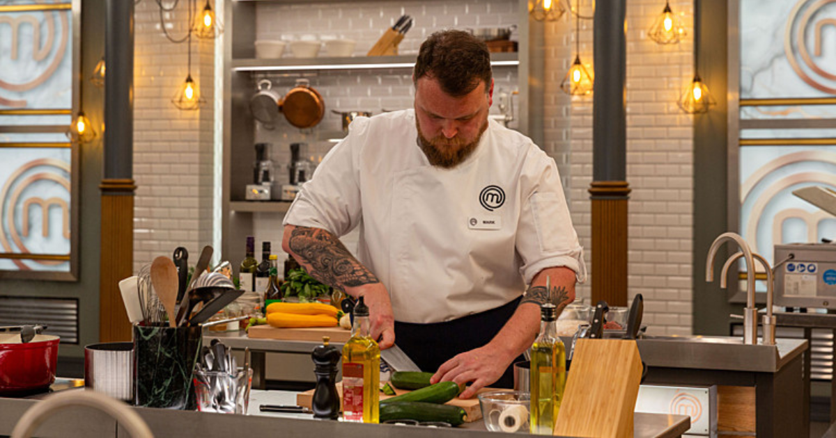 Chef Mark O'Brien in the kitchen at MasterChef: The Professionals