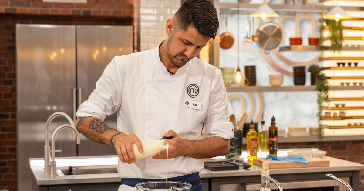 Chef Seb cooking in the MasterChef kitchen