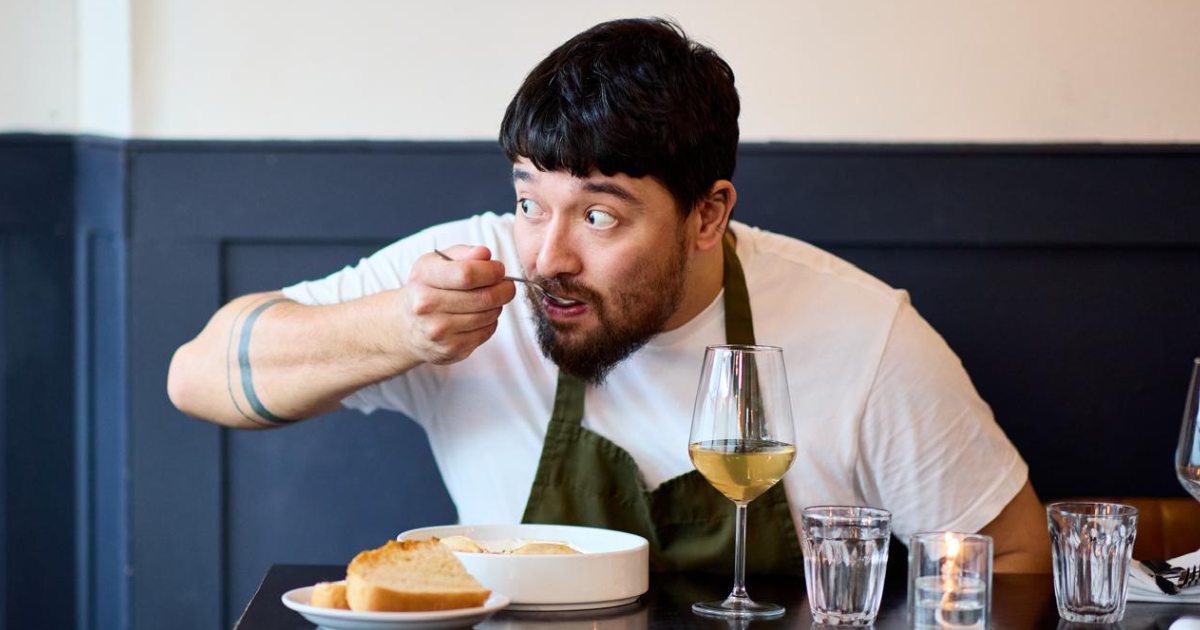Matty Grove eating at Caper & Cure