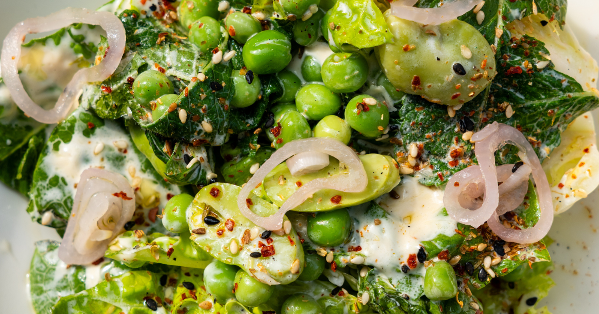 Lettuce, peas & sesame aioli