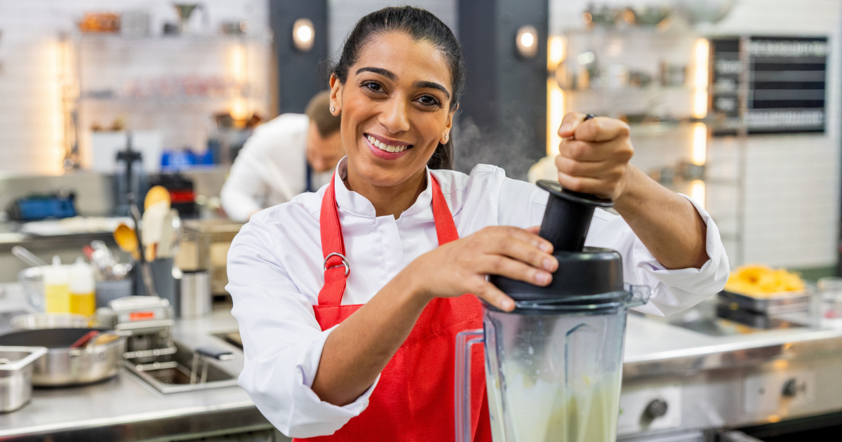 Nikita Pathakji in the Great British Menu kitchen