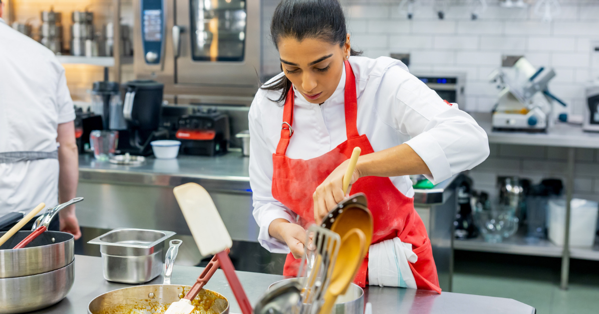 Nikita Pathakji in the Great British Menu kitchen