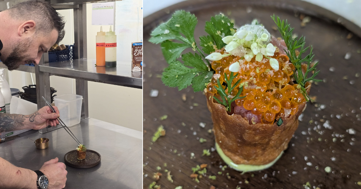 Chef Peter Kroka and one of his dishes