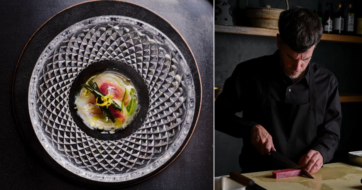 Peter Sanchez-Iglesias and a plated dish at Gwen