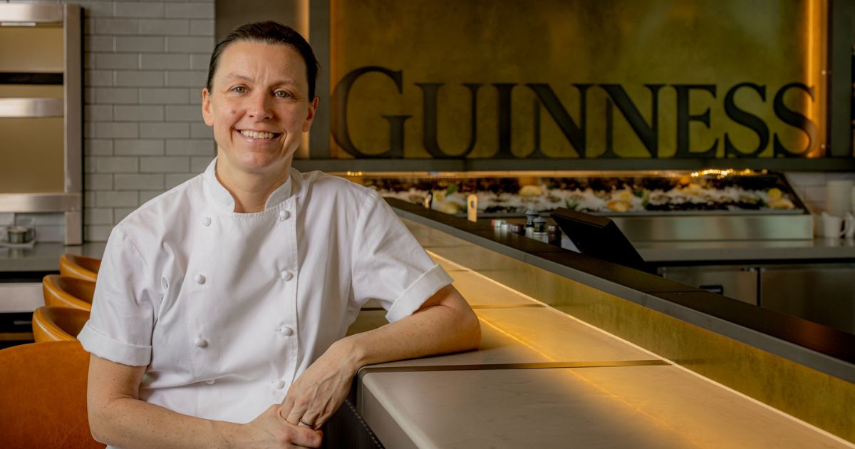 Pip Lacey sat at the bar at Guinness Open Gate