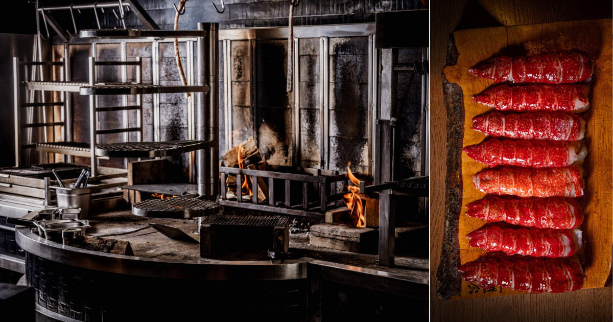 Fire cooking at Humo and lobster