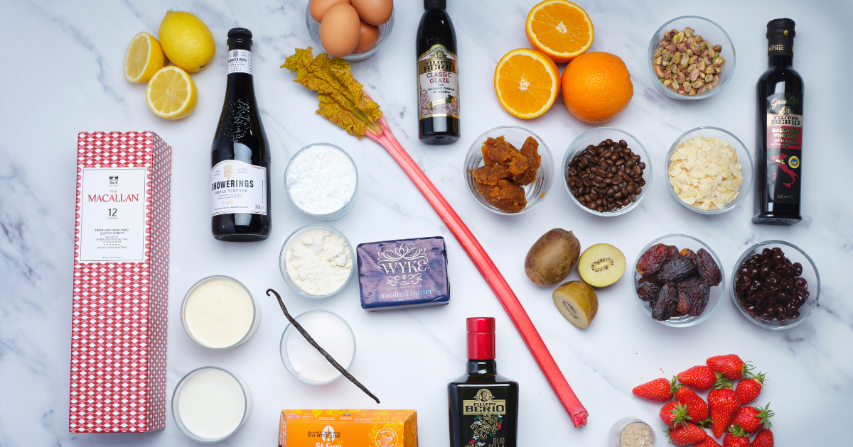 Roux Scholarship mystery box ingredients laid out