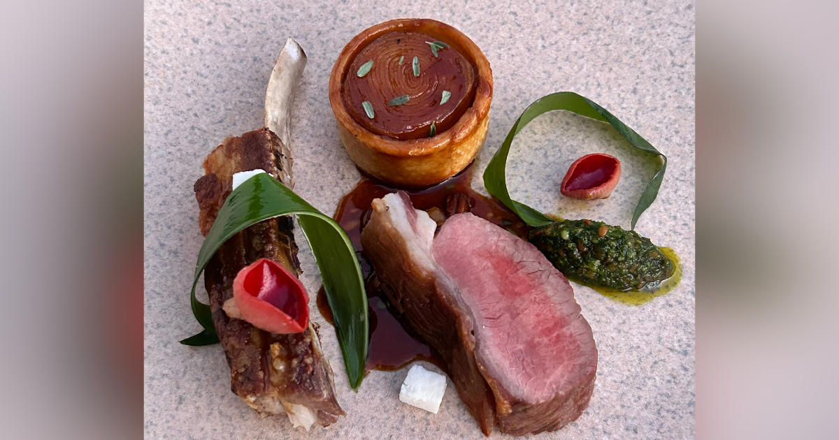 Texel Cross lamb, stovies, wild garlic and Crowdie