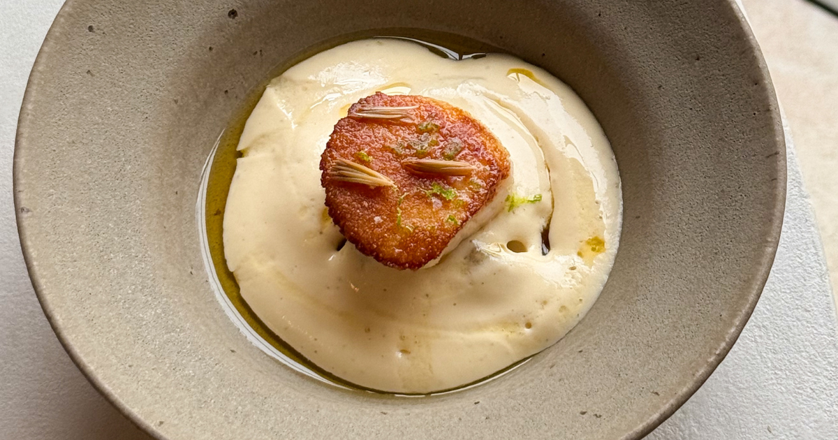 Scallop with sunflower seeds and Jerusalem artichoke by James Wilson