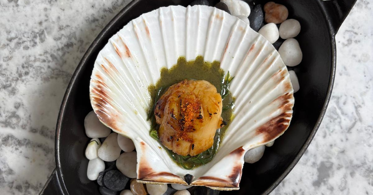 Robata-grilled hand-dived scallops