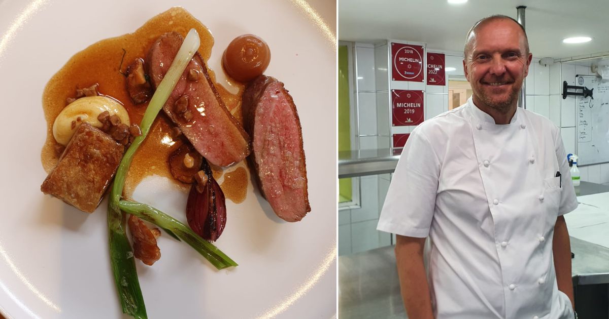 Luke Tipping and food at Simpsons